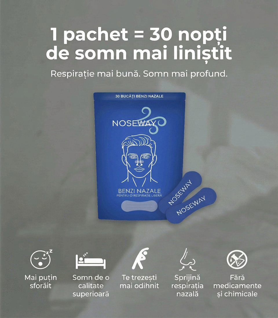 Pachet Noseway cu 30 de benzi nazale pentru somn mai liniștit și respirație mai bună
