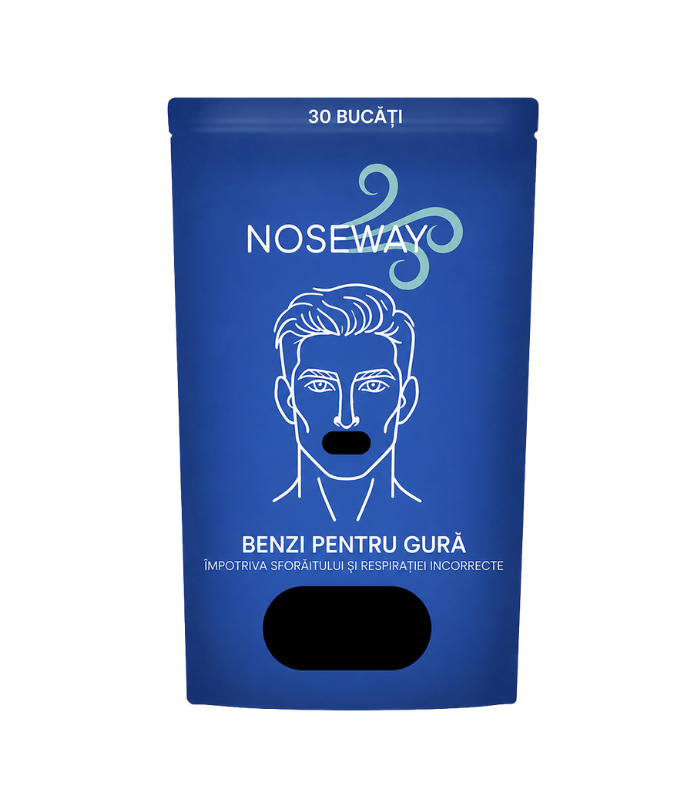 Pachet Noseway cu 30 de benzi negre pentru gură împotriva sforăitului